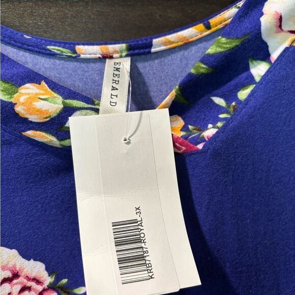 NWT Emerald Brand Blue and Pink Tunic Top - Picture 2 of 3